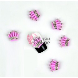 Decoratiuni 3D Metalice 051 Coroana Pink cu Strasuri 